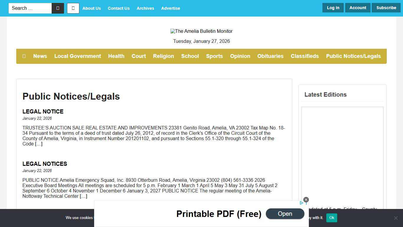 Public Notices/Legals - The Amelia Bulletin Monitor